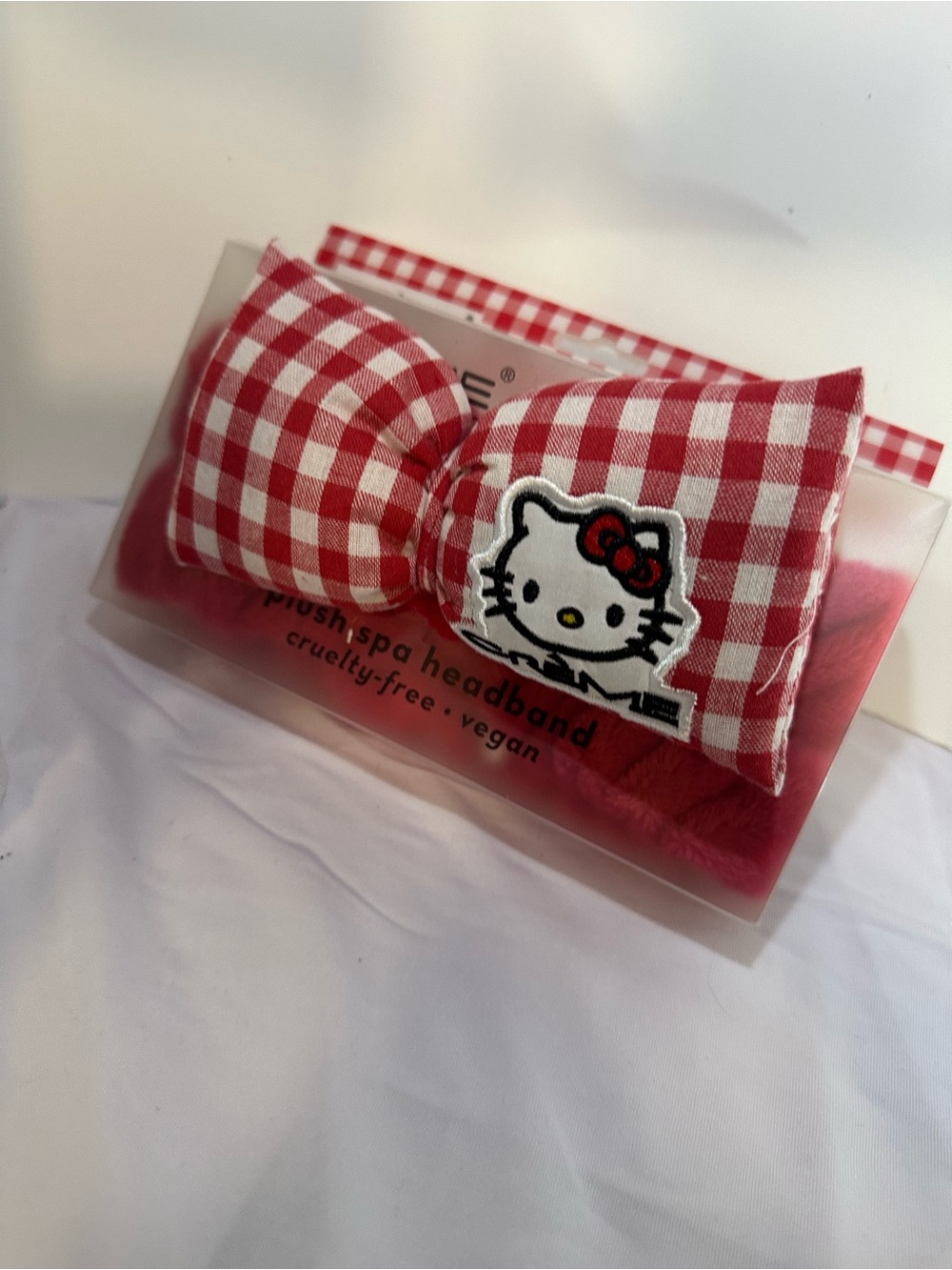 Hello Kitty Red Gingham Bow Headband with Character Patch
